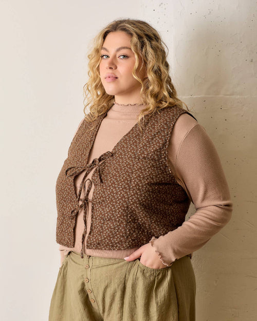 Chocolate Floral Quilted Vest
