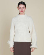 Ivory Cable Bubble Sleeve Sweater