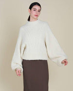 Ivory Cable Bubble Sleeve Sweater