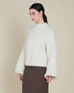 Ivory Cable Bubble Sleeve Sweater