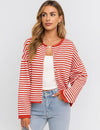 Brown Keaton Striped Cardigan