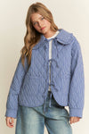 Gingham Collared Tie Front Quilted Jacket