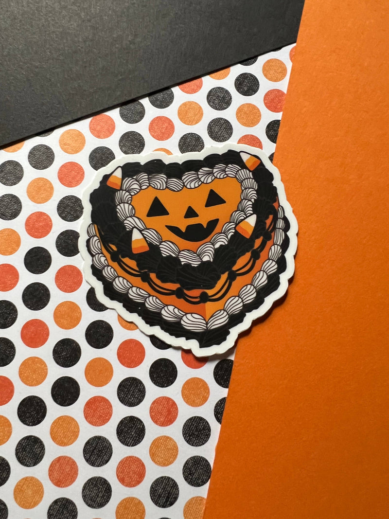 Halloween Vintage Heart Cake Aesthetic Sticker