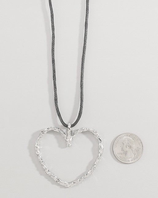 Adjustable Drawstring Heart Pendant Necklace