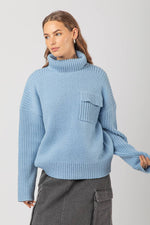 Black Mock Neck Oversized Ribbed Knit Sweater Top