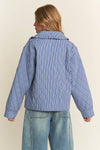 Gingham Collared Tie Front Quilted Jacket