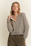 Brown Knit Striped Cardigan