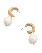 Open Hoop Freshwater Pearl Earrings