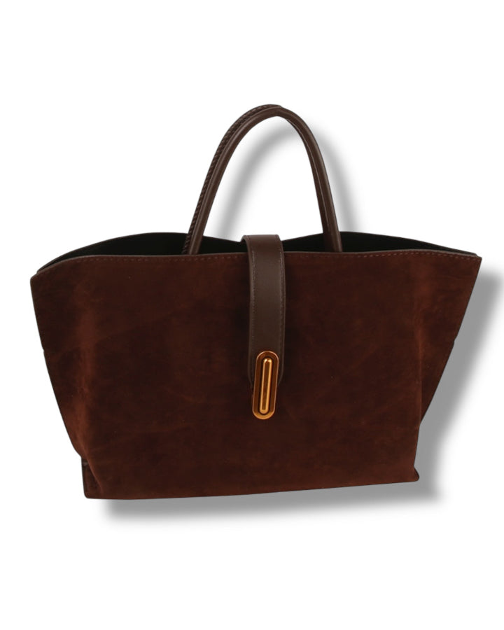 Chocolate Faux Suede Tote Bag