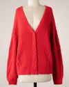 Fuzzy Red Chunky Cardigan