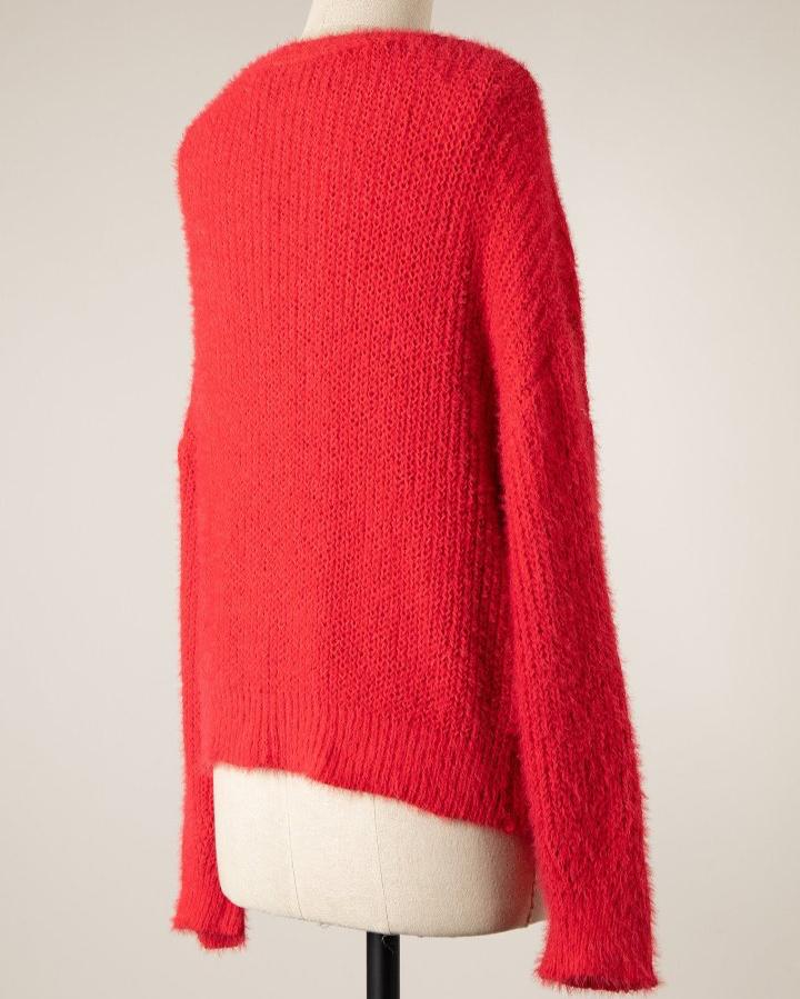 Fuzzy Red Chunky Cardigan