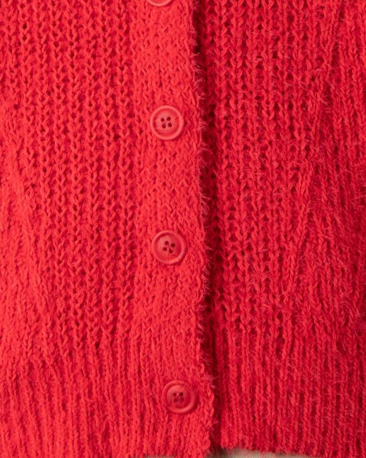 Fuzzy Red Chunky Cardigan