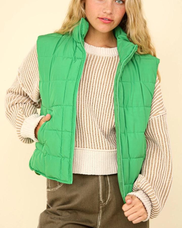 Green Padded Puffer Vest