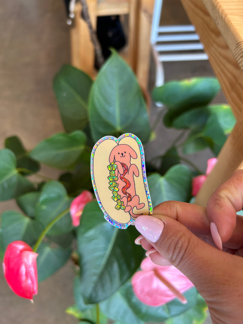 Hot Doggy Dog Glitter Sticker
