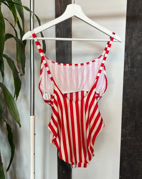 Vintage Red Striped One Piece