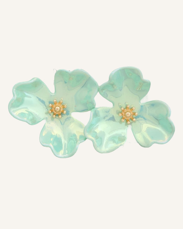 Iridescent Turquoise Flower Earring