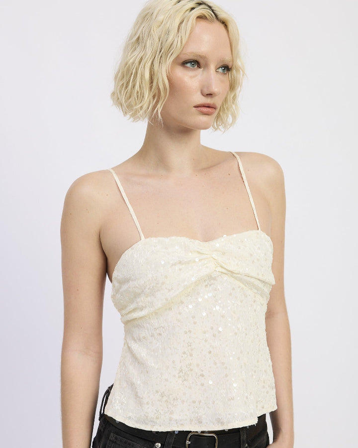 Ivory Summer Sequin Top