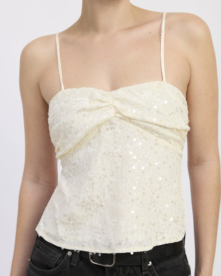 Ivory Summer Sequin Top