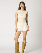 Ivory Sheer Smocked Top