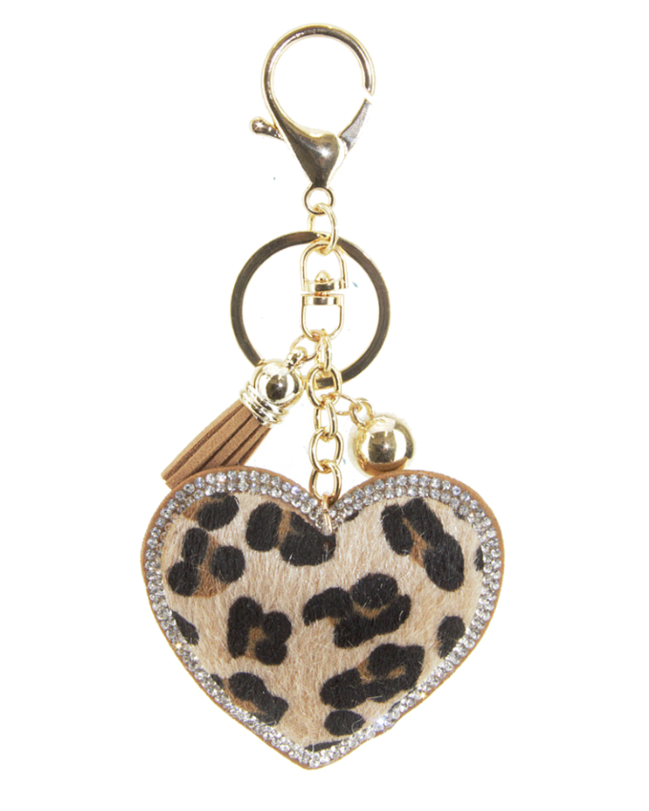 Sparkle Leopard Heart Keychain