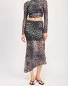 Asymmetrical Mesh Leopard Skirt