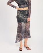 Asymmetrical Mesh Leopard Skirt