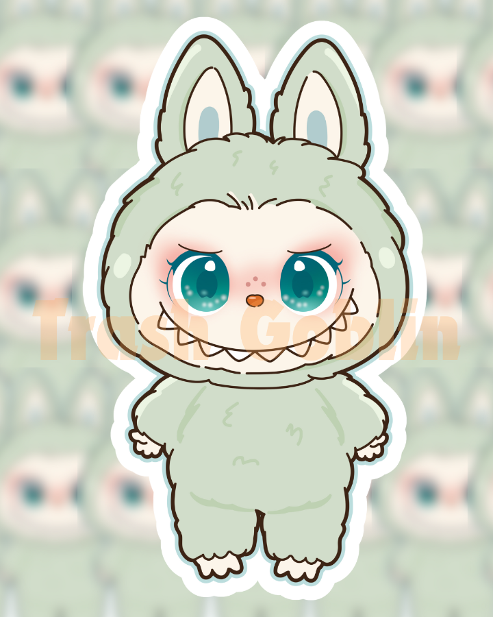 Pastel Green Labubu Vinyl Sticker