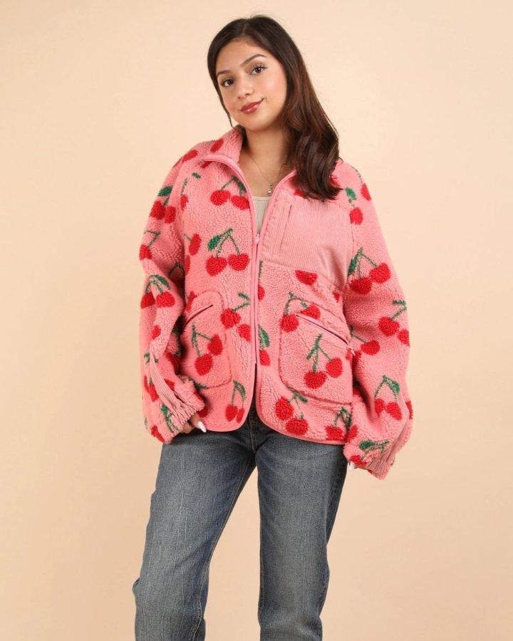 Pink Cherry Fleece Jacket