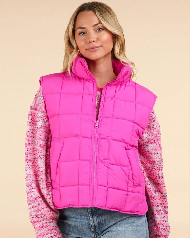 Fuchsia Padded Puffer Vest