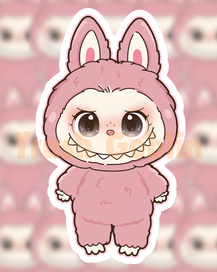 Pink Berry Labubu Vinyl Sticker