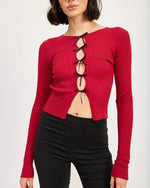 Ruby Red Bow Front Top