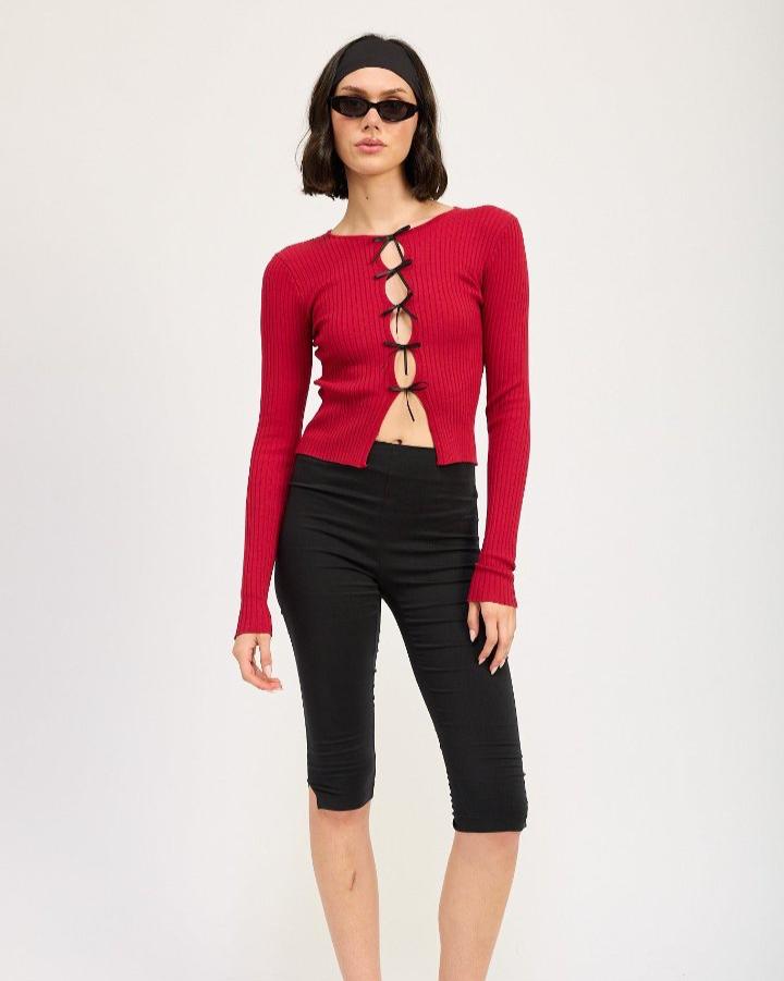 Ruby Red Bow Front Top