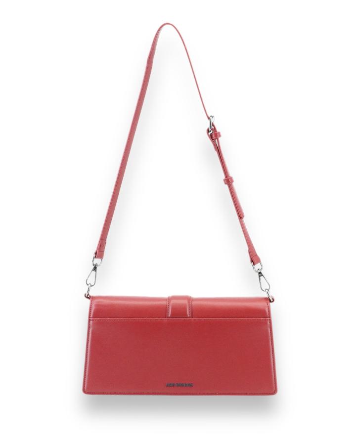 Georgie East West Buckle Crossbody Bag: Red