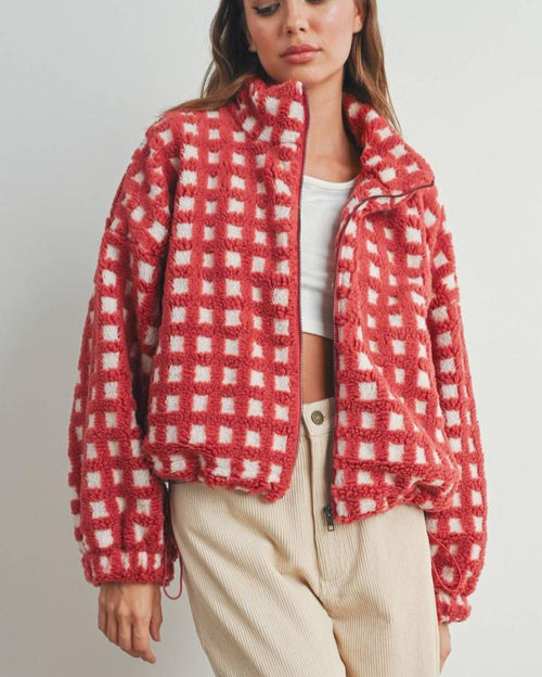 Red Check Fleece Jacket