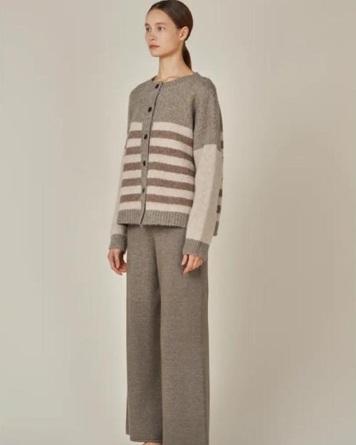 Taupe Color Block Stripe Cardigan