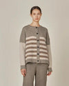 Taupe Color Block Stripe Cardigan