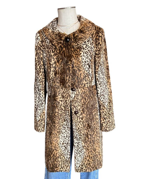 Vintage Leopard Fur Trench Coat