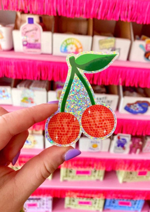 Disco Cherries Glitter Sticker