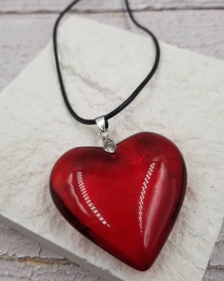 Red Glass Heart Necklace