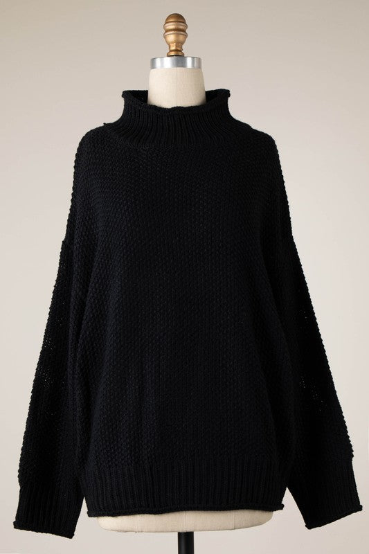 Black Lucille Mock Neck Sweater