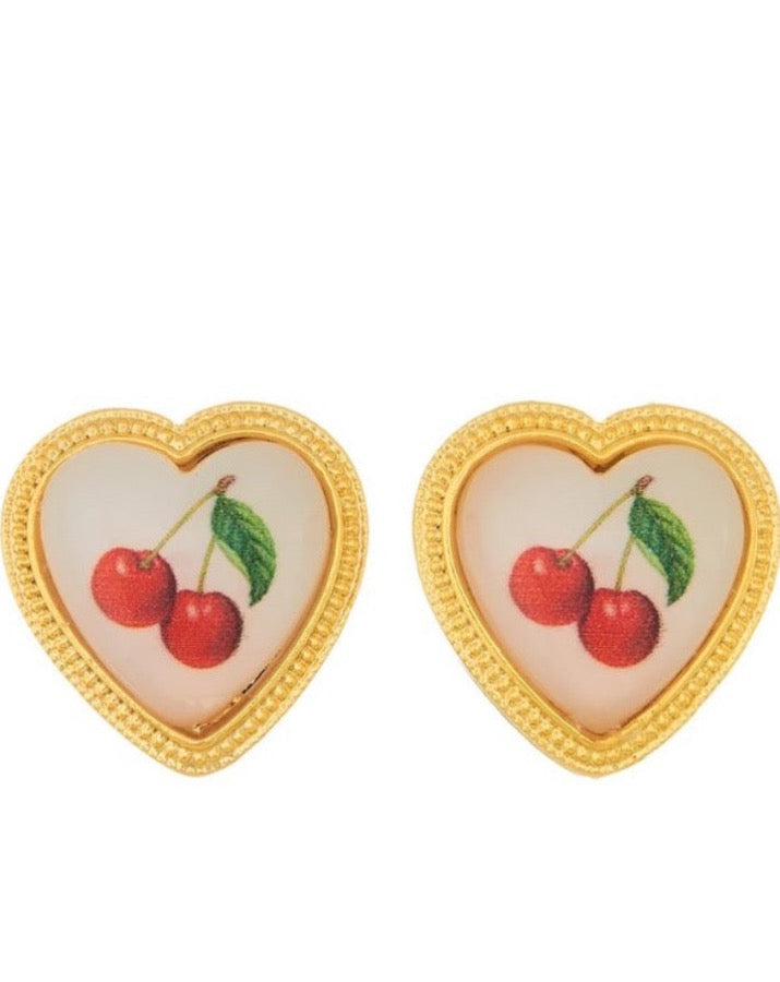 Cherry Heart Earrings