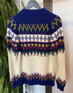 Vintage Royal Blue Fair Isle Knit Sweater