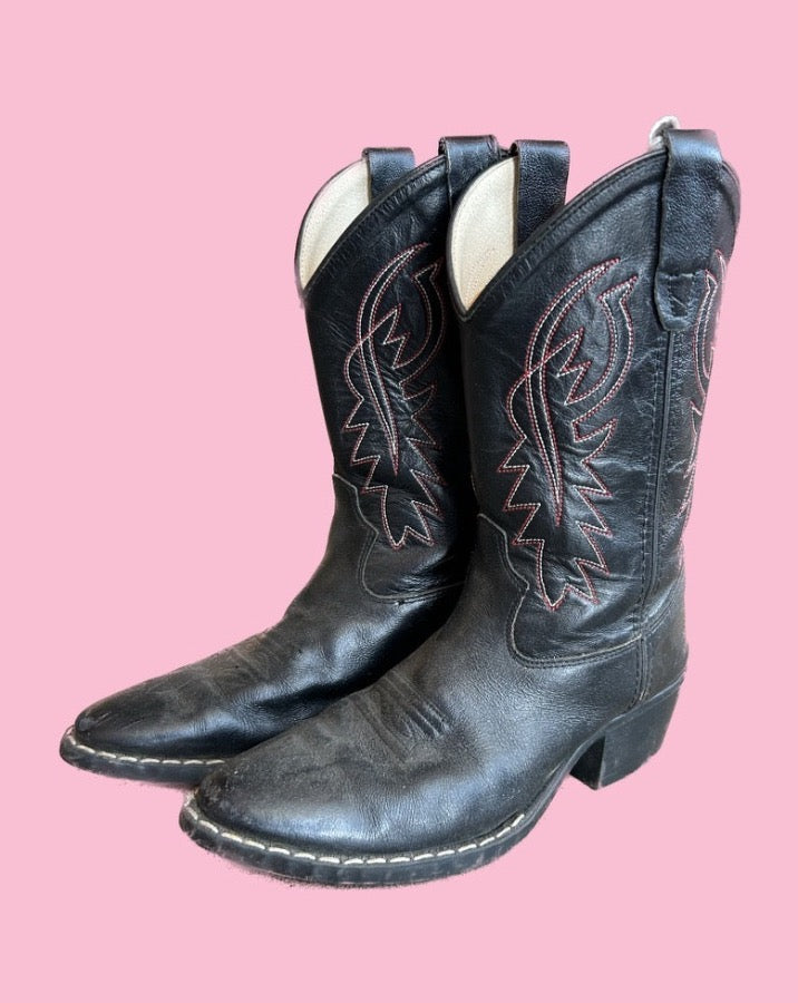 Vintage Kids Black Cowboy Boots