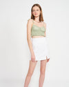 White Denim Slit Mini Skirt